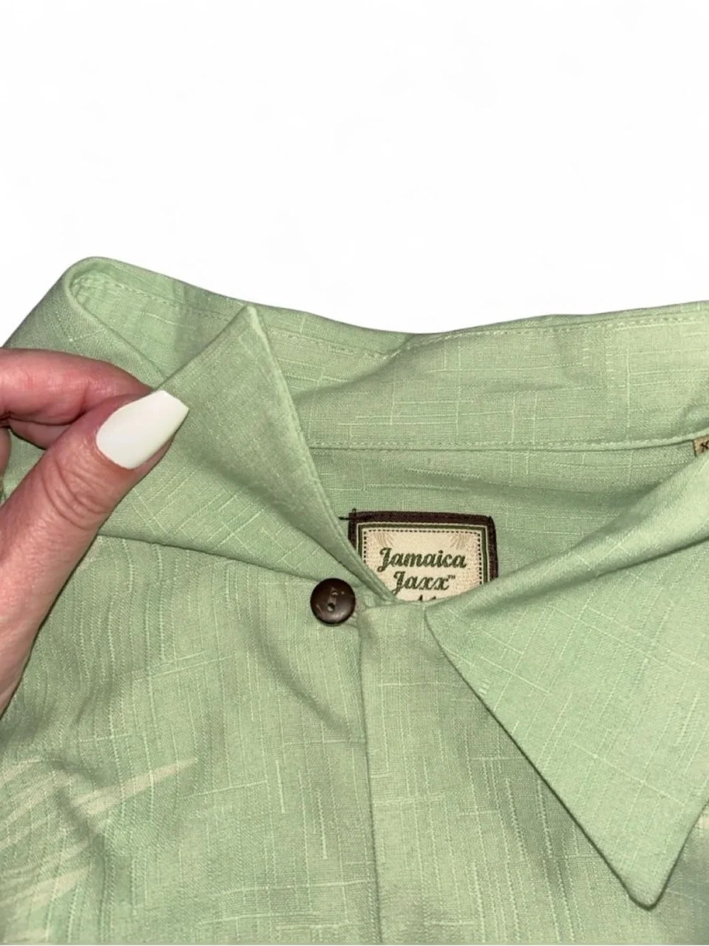 Jamaica Jaxx Sage Green 100% Silk Tropical Floral Camp Shirt Men's XXL